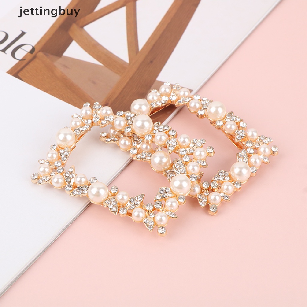 1 Kẹp Kim Loại Đính Đá Và Ngọc Trai Trang Trí Giày Cao Gót