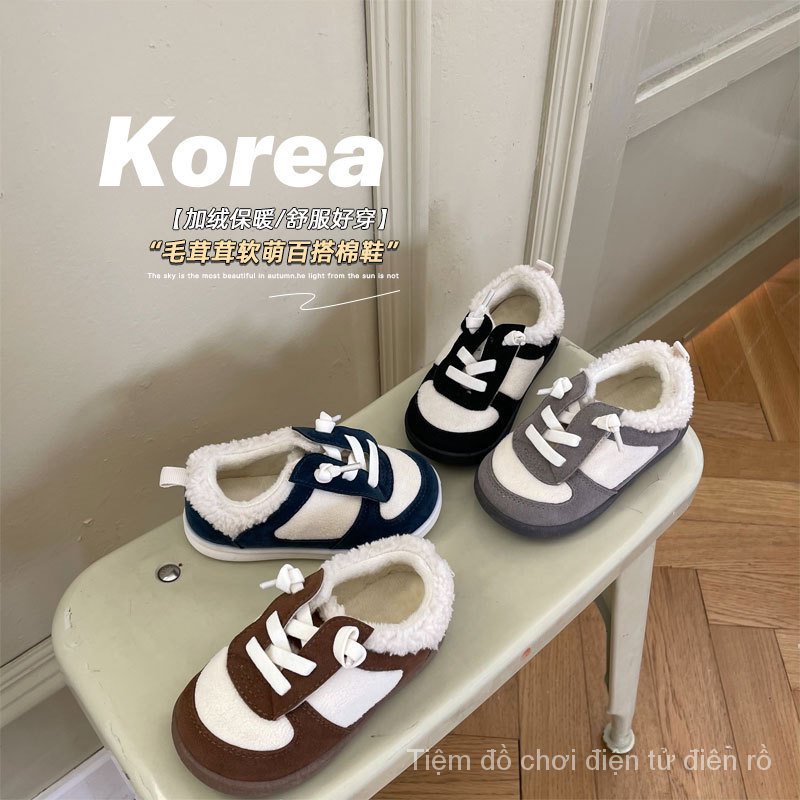 Giày Cotton Lót Lông Cừu Giữ Ấm Mùa Đông Phong Cách Nhật Bản Mới 2022 Cho Bé