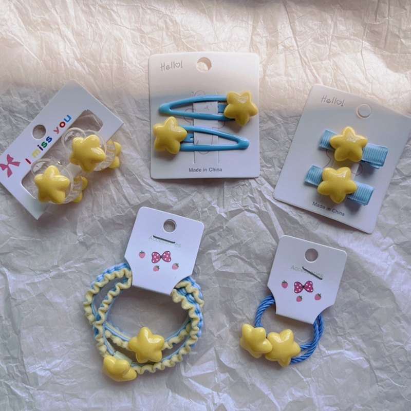 Set 2 Kẹp Tóc Hình Ngôi Sao Màu Vàng Chống Trượt Thời Trang Xuân Hè Cho Nữ