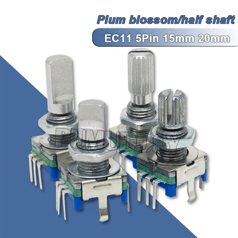 10PCS 20 Position 360 Degree Rotary Encoder EC11 W Push Button 5Pin Handle Long 15/20MM With A Built In Push Button Switch