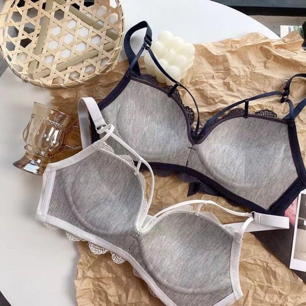 Áo lót Hoa Cúp Giữa Màu Sắc Trơn Không Gọng Thép 3 / 4 Cup