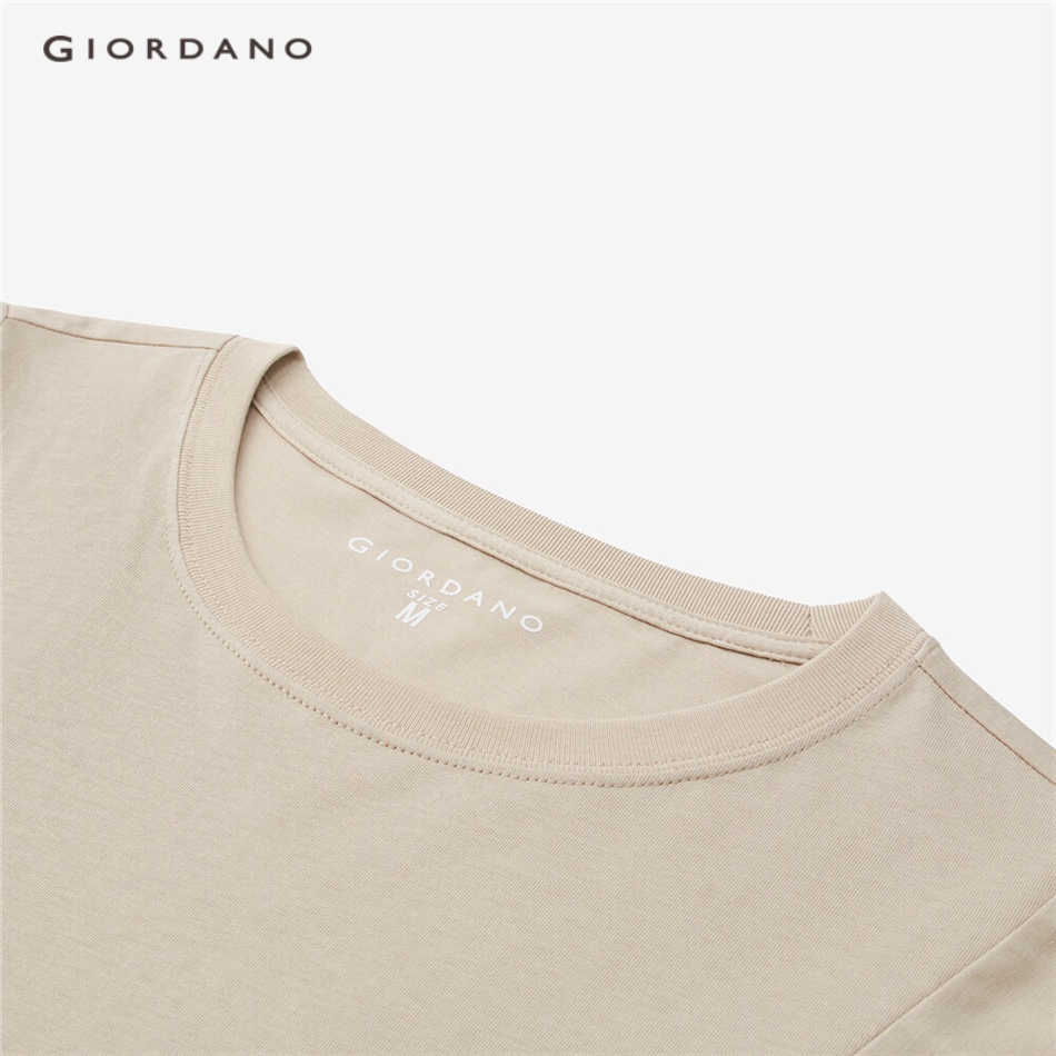 Áo thun GIORDANO 13323308 cotton cổ tròn tay phồng xếp ly thời trang dành cho nữ