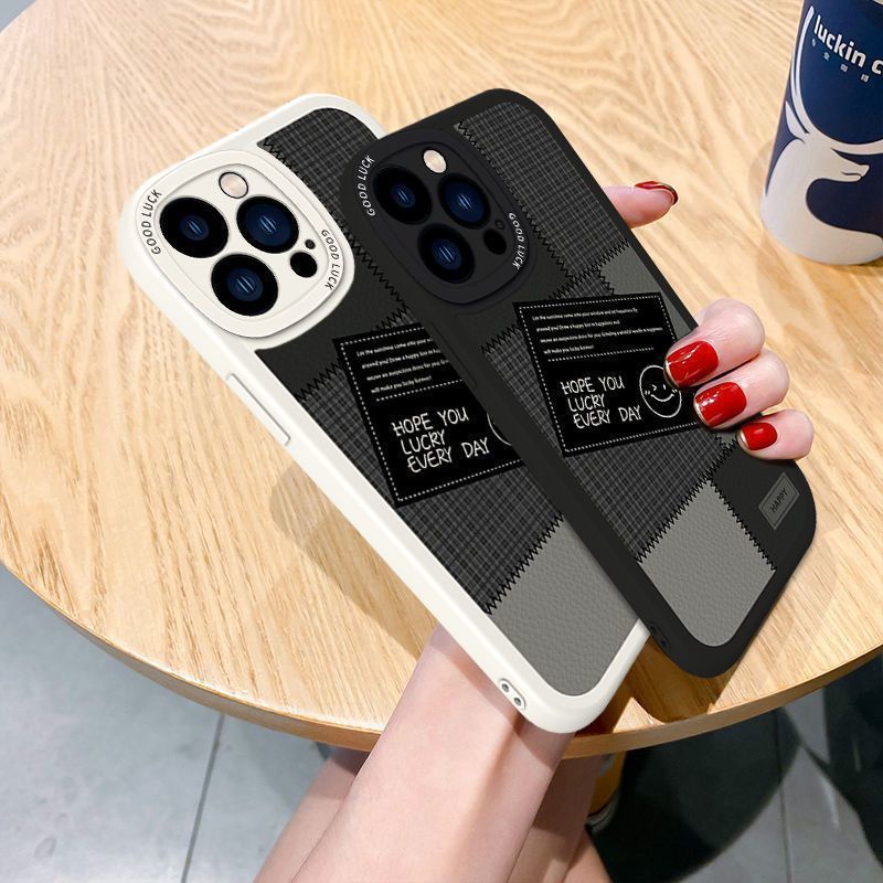 ✅Ốp Điện Thoại Da Cừu Mềm Chống Sốc Hình Mặt Cười Cho iPhone 13 12 14ProMax 11 7 8pins BGO1