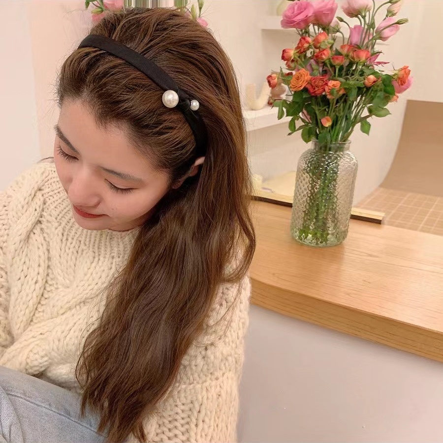 Băng Đô Cài Tóc Đính Ngọc Trai Nhân Tạo Đơn Giản Phong Cách Pháp Cổ Điển Thời Trang Cho Nữ