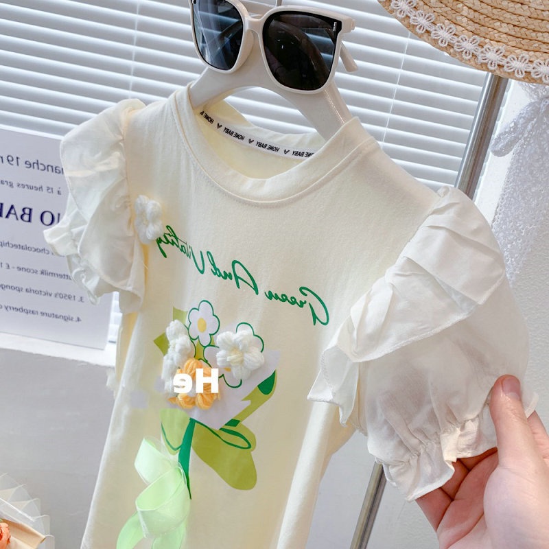 Đầm Thun Dài Thắt Nơ Tay Bay Ba Chiều Thời Trang Mùa Hè Mới Dành Cho Bé Gái 1-6 Tuổi