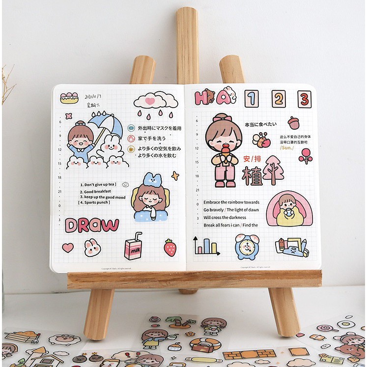 Bộ 100 tấm sticker hình dán 3D siêu cute đáng yêu nhiều hình