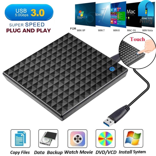 Ổ Đĩa Ngoài Usb 3.0 Tốc Độ Cao Điều Khiển Cảm Ứng DVD / CD Đầu Đọc Đĩa CD