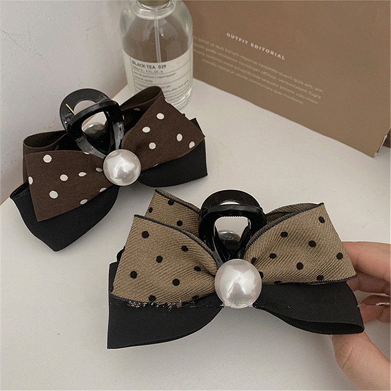 Kẹp Tóc Nơ Họa Tiết Chấm Bi Phong Cách Retro 2023