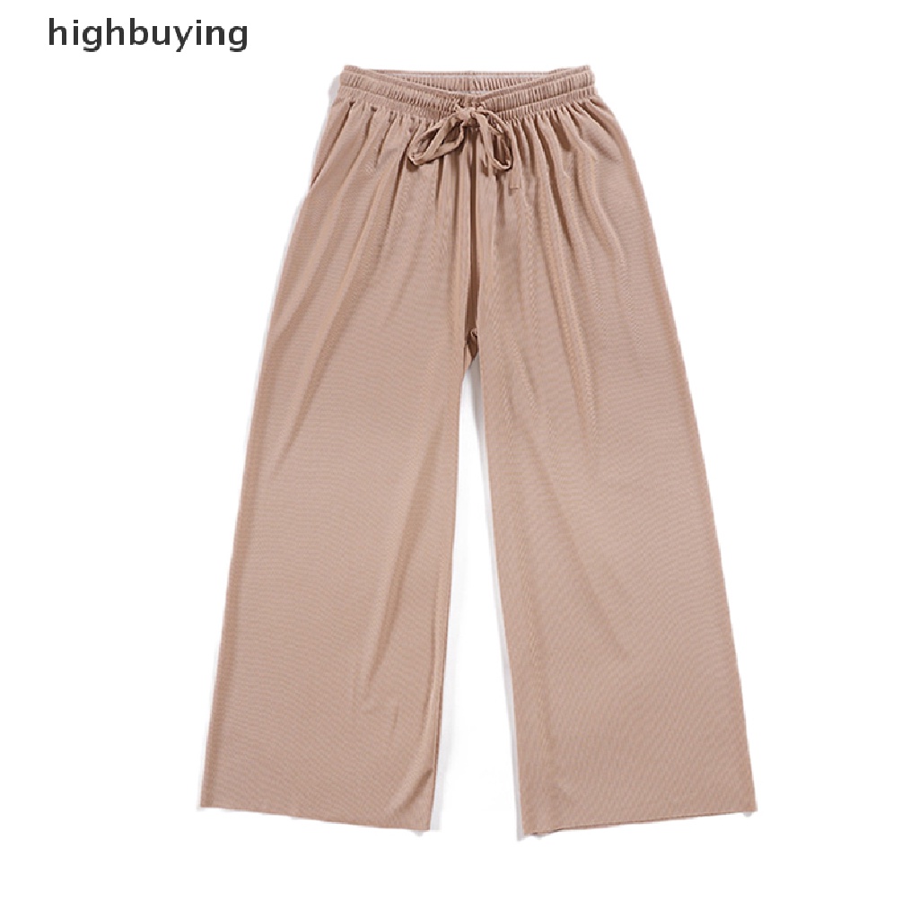 Quần ống rộng Lưng Cao Vải Lụa Mát Phong Cách Retro Thời Trang Xuân Hè Cho Nữ