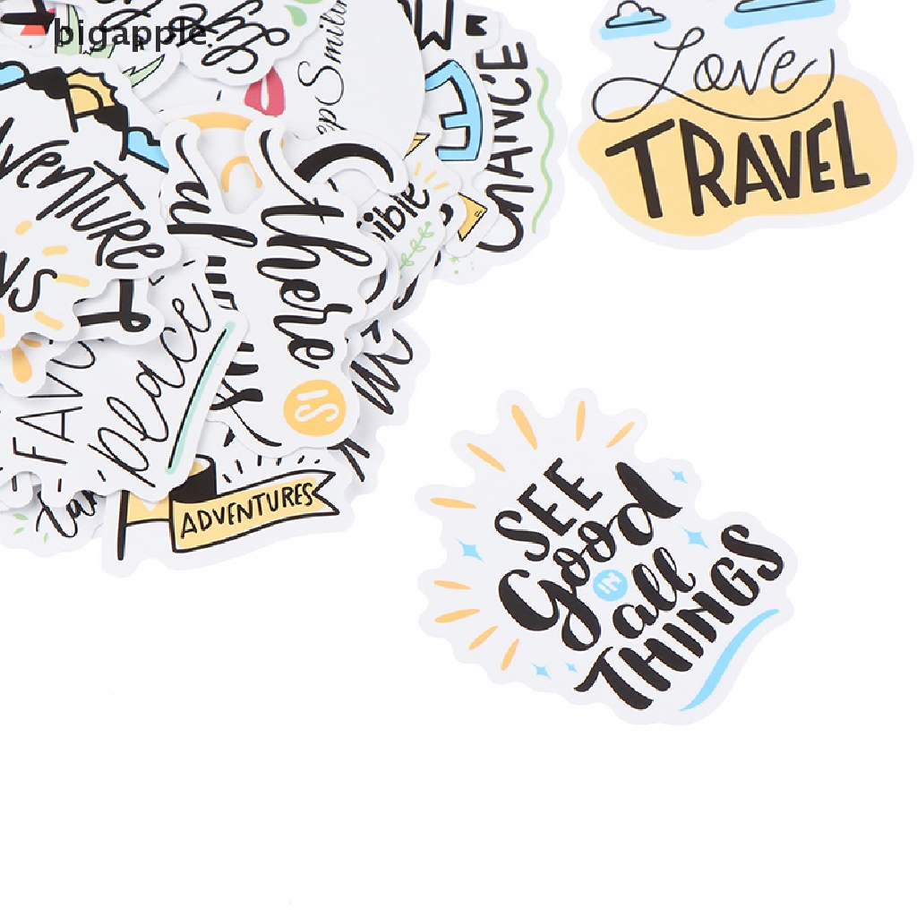 Set 50 Sticker Câu Trích Dẫn Cảm Hứng Chống Thấm Nước Dán Laptop Ván Trượt RDG