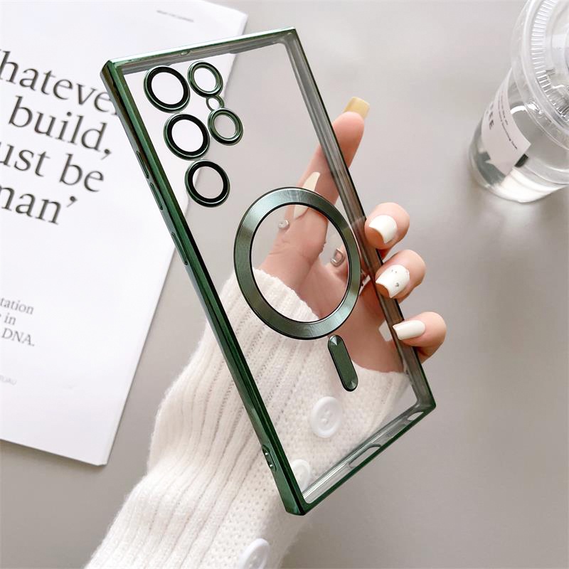 Ốp điện thoại KOOSUK mềm trong suốt viền kim loại từ tính bảo vệ camera cho Samsung Galaxy Note 10Plus 20 Ultra Note10+