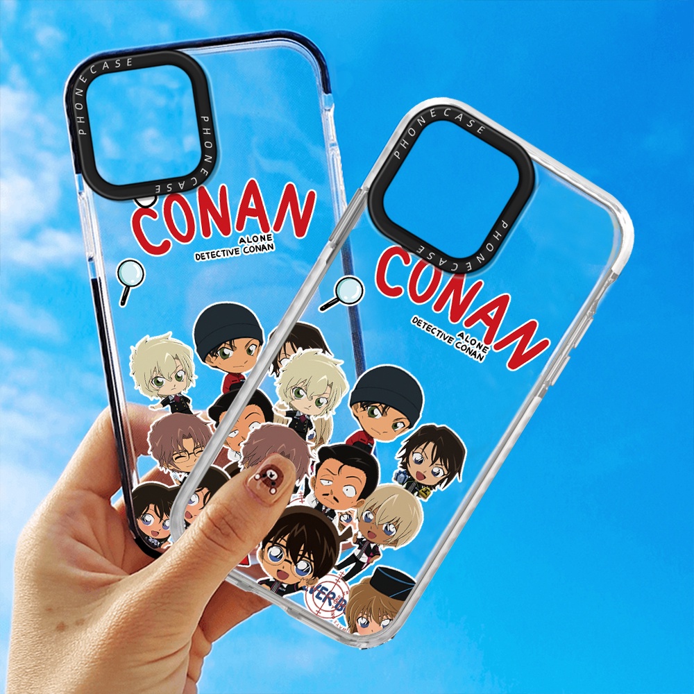 Cartoon Detective Conan Design Phone Case Compatible For iPhone 14 Pro Max 13 12 Mini 11 XR X XS 7 8 Plus Thicken Shockproof Frame Soft Silicone Clear Cover
