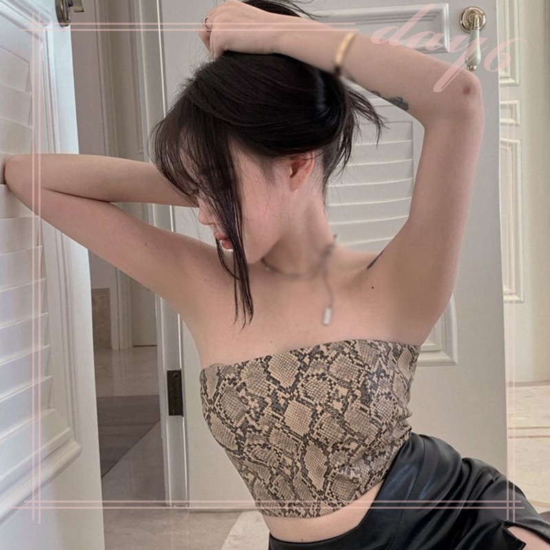 Áo Ống Croptop Không Dây Chống Chói In Họa Tiết Phong Cách Hàn Quốc Cho Nữ