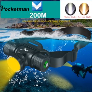 Đèn Pin Đeo Trán L2 200M 18650 Ánh Sáng Vàng / Trắng Tiện Dụng Dùng Khi Đi Lặn Biển