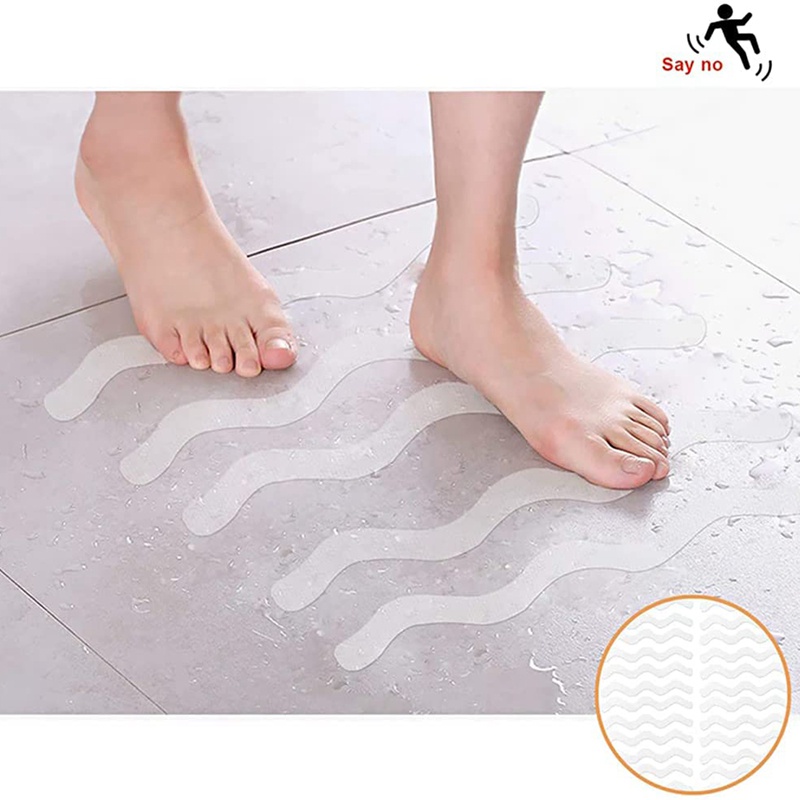 Bath Grip Stickers 24 Pcs Anti-Slip Strips for Shower with 2 Pcs Scraper Non Slip Strips Pad Bathtub Flooring Tape Mat