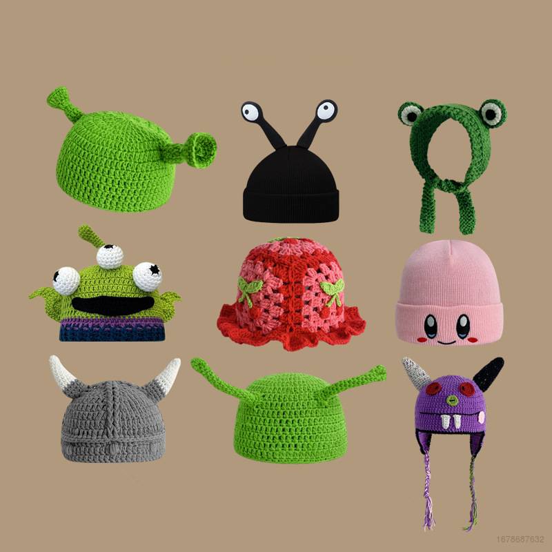 Mũ Len Hình Quái Vật Hoạt Hình Shrek Alien Lotso Vui Nhộn Thời Trang Thu Đông