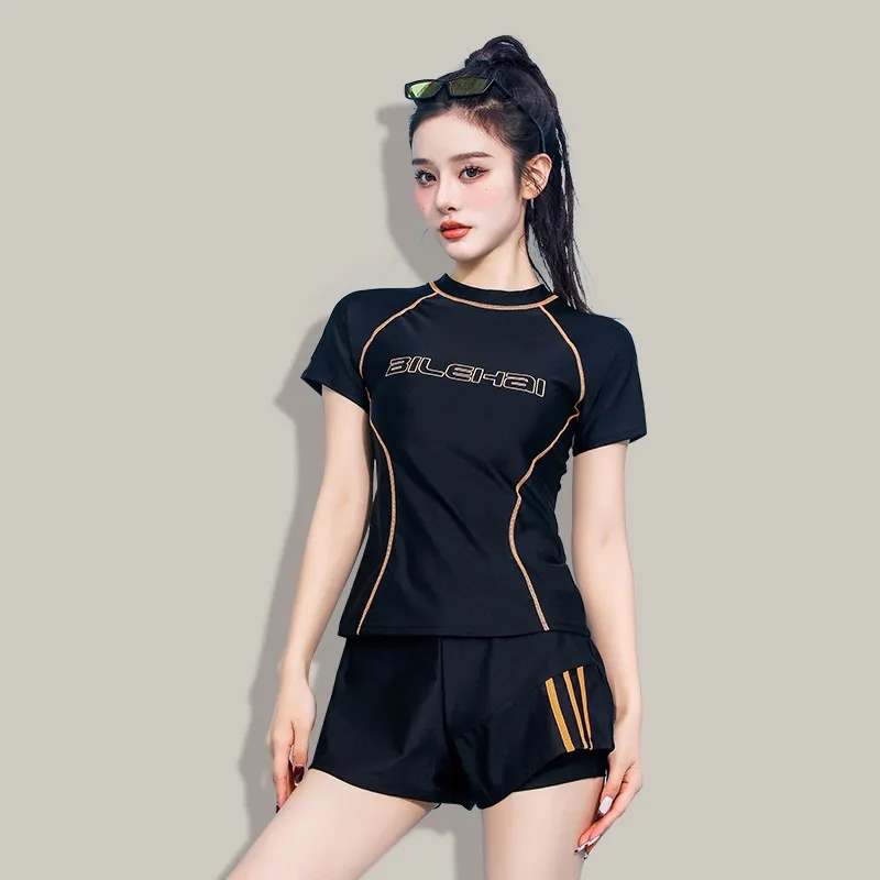 Bộ Đồ Bơi Hai Mảnh Ngắn Tay Thời Trang Nhật Hàn Gợi Cảm Cho Nữ