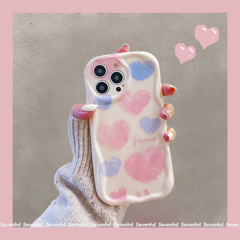 Ốp Điện Thoại Họa Tiết Hoạt Hình Trái Tim Màu Hồng Cho IPhone14 13 12 11 Pro Max 8 7 6 6s Plus X Xr Xs Max SE 2020
