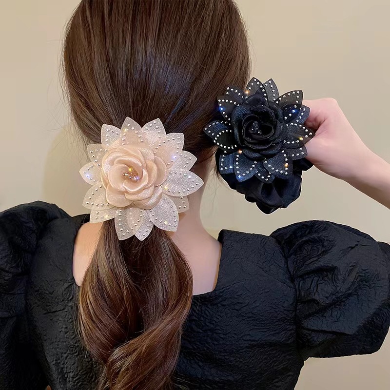 Dây Cột Tóc Cao Su Đính Hoa Đơn Giản Cho Nữ