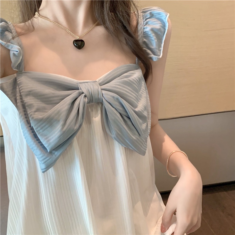 Bộ Đồ Ngủ Hai Dây Phối Quần Short Vải Mỏng Dễ Thương Cho Bạn Gái La311