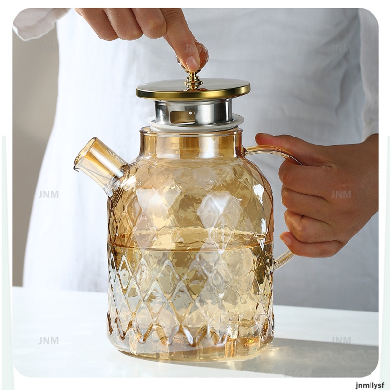 Bình đun nước lạnh bằng thủy tinh Nước trái cây Đồ uống Nước trái cây gia đình Pitcher Hoa Ấm trà chịu