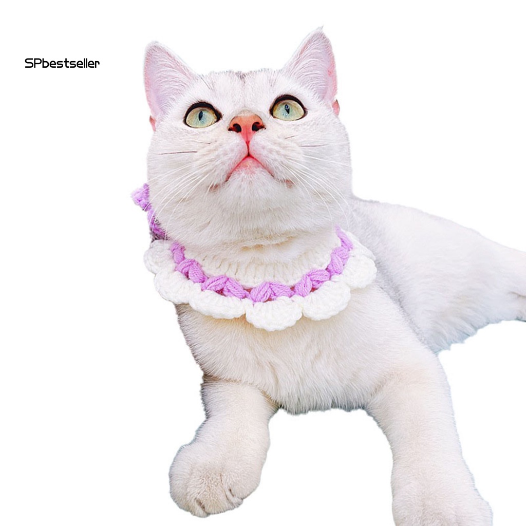 Khăn Choàng Cổ Bằng Cotton Sữa Đan Hai Màu Sắc Cho Thú Cưng