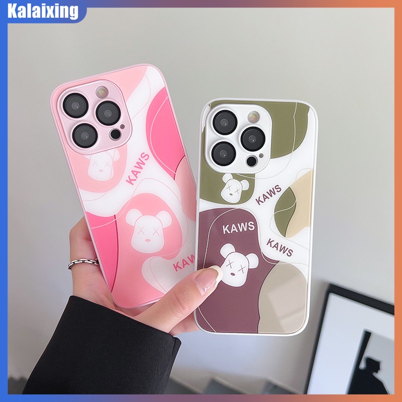 Ốp Điện Thoại Kính Cường Lực In Hình KAWS Đáng Yêu Cho iPhone 14 Pro Max 14 Plus 13 12 Promax