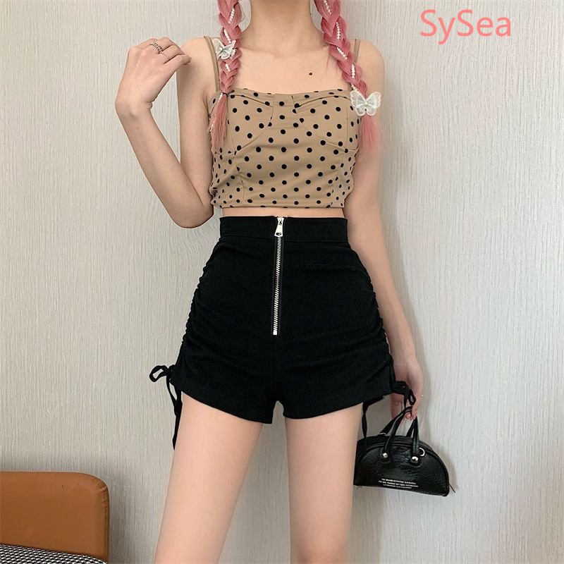 Quần Short Lưng Cao Phối Khóa Kéo Plus Size Thời Trang Mùa Hè Dành Cho Nữ