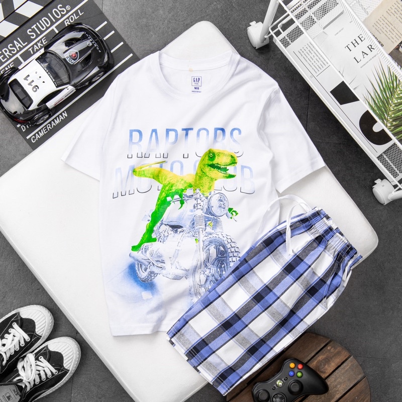 Bộ đồ bé trai quần thô caro áo cotton size đại 23-58kgp