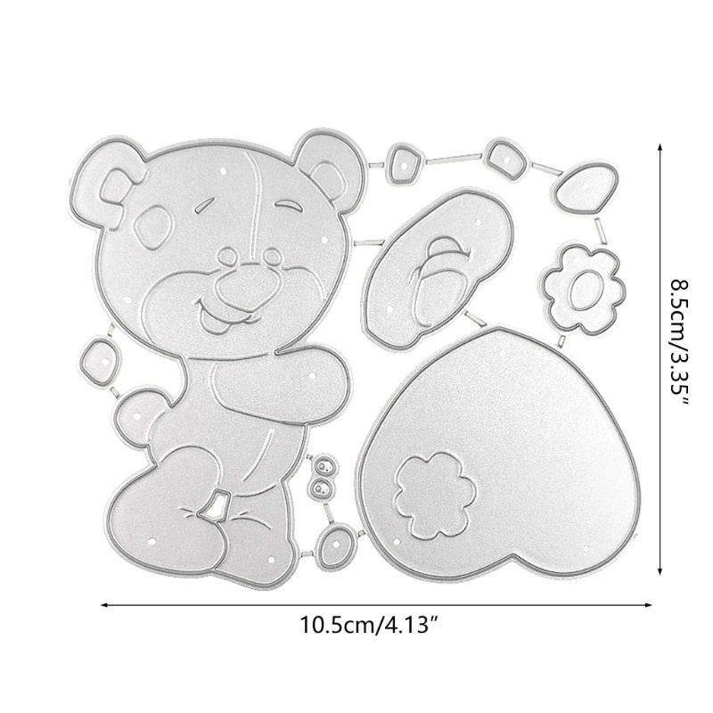 Khuôn Cắt Giấy Kim Loại Trang Trí Hình Gấu Và Trái Tim Xinh Xắn