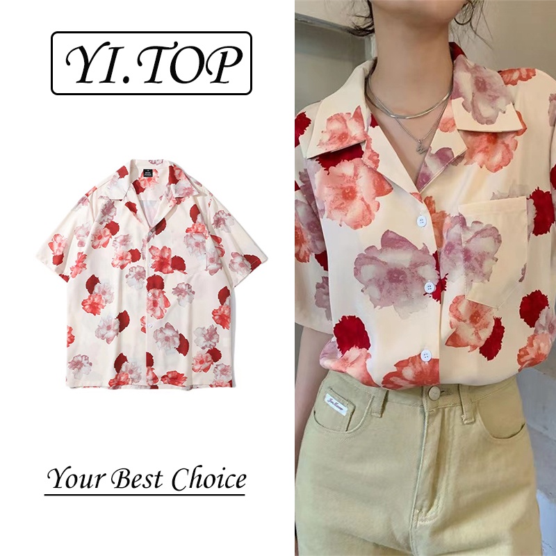 Áo Sơ Mi Tay Ngắn In Họa Tiết Phong Cách Hàn Quốc Cho Nữ