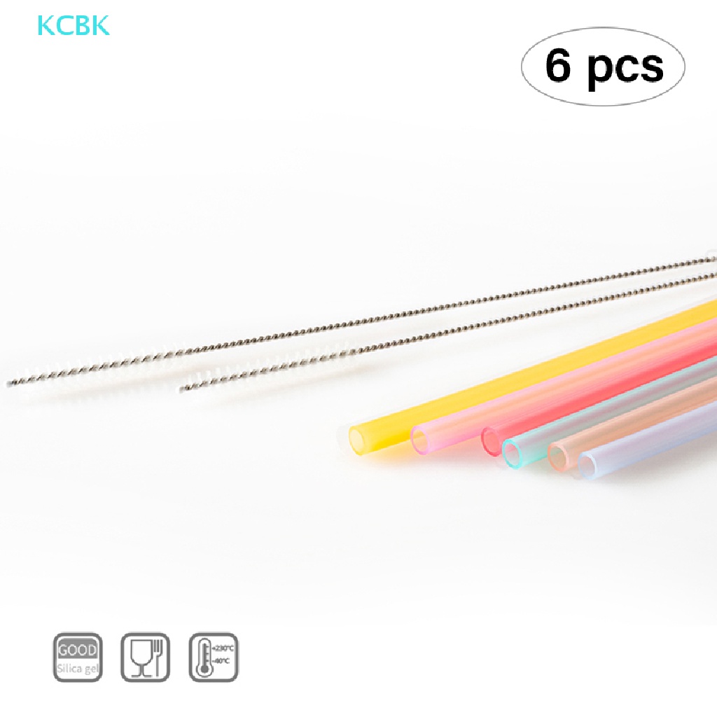 Bộ 6 Ống Hút Silicon Trong Suốt Tái Sử Dụng Tiện Lợi