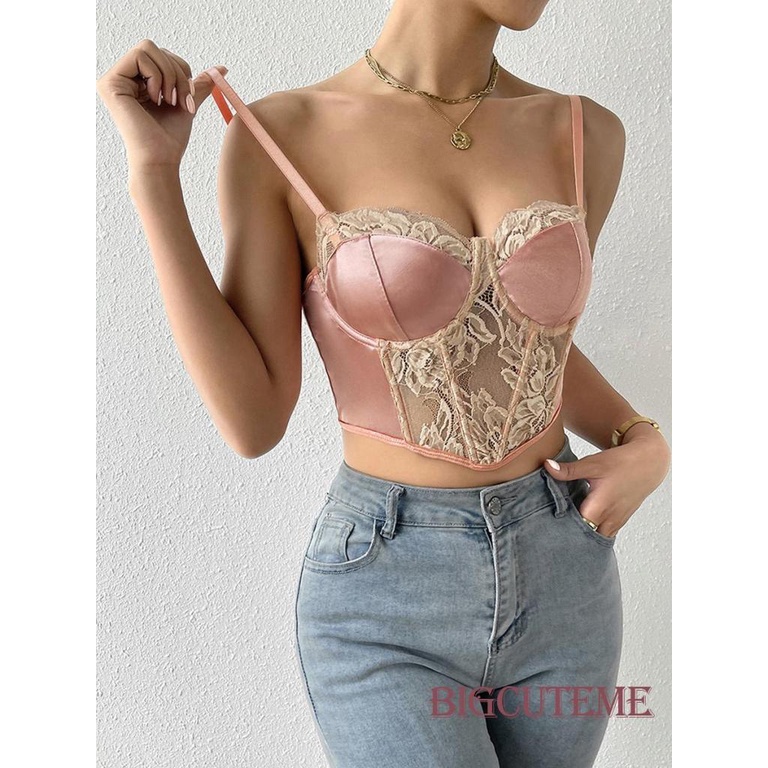 Áo Không Tay Xuyên Thấu Phối Ren Hoa Thời Trang Đường Phố Dành Cho Nữ