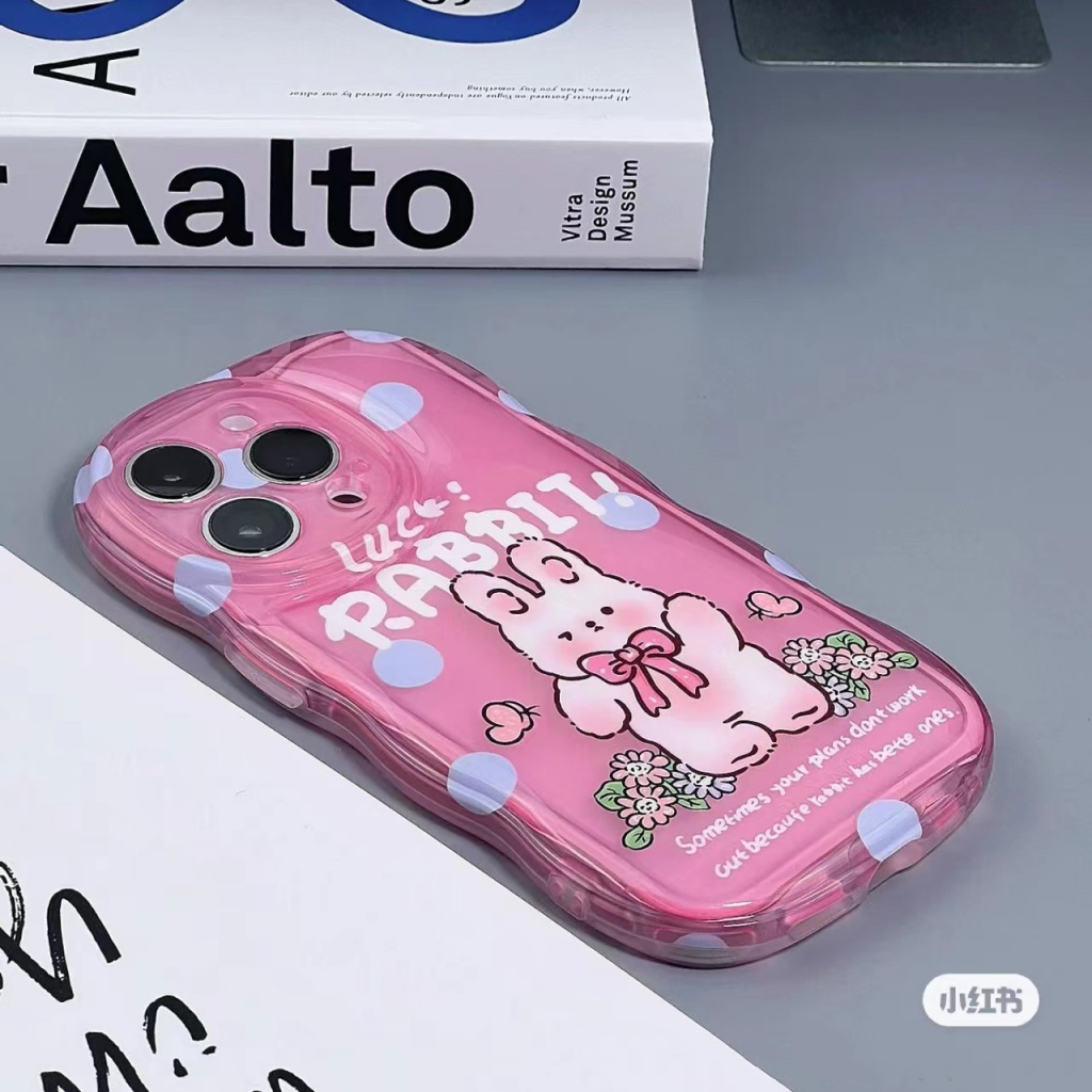 ✅Ốp Điện Thoại Mềm Chống Sốc Họa Tiết Chấm Bi / Thỏ Hồng 3UML Cho iPhone14promax 13 / 11 12 / 7 / 8