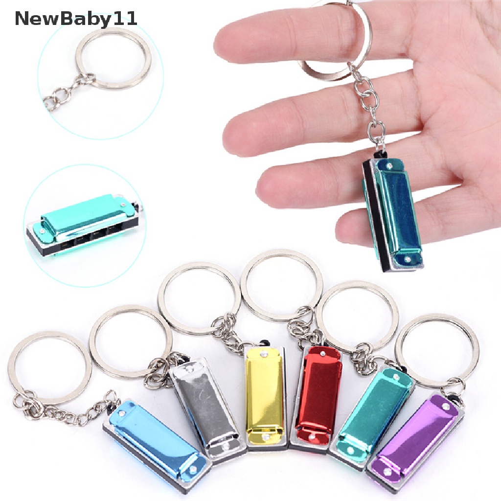Newbaby Móc Khóa Kèn Harmonica Mini Tông Bạc Màu Sắc Ngẫu Nhiên
