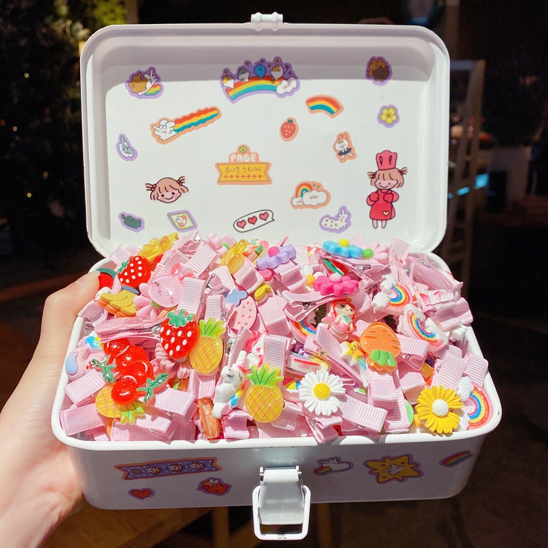 Bộ 10 Kẹp Tóc Cao Su Họa Tiết Hoạt Hình Dễ Thương Cho Bé