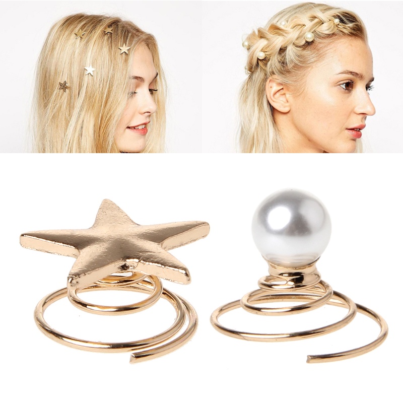 Kẹp Tóc Dạng Xoắn Ốc Đính Ngọc Trai Lấp Lánh Cho Cô Dâu