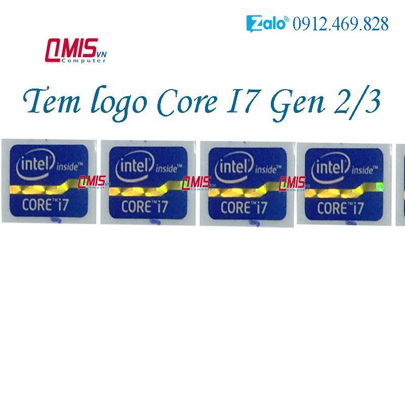 01 cái TEM LOGO INTEL CORE I5 I7 Thế hệ 2 3, Gen 2 3 - TEM LOGO CPU INTEL DÁN MÁY TÍNH PC LAPTOP - STICKER