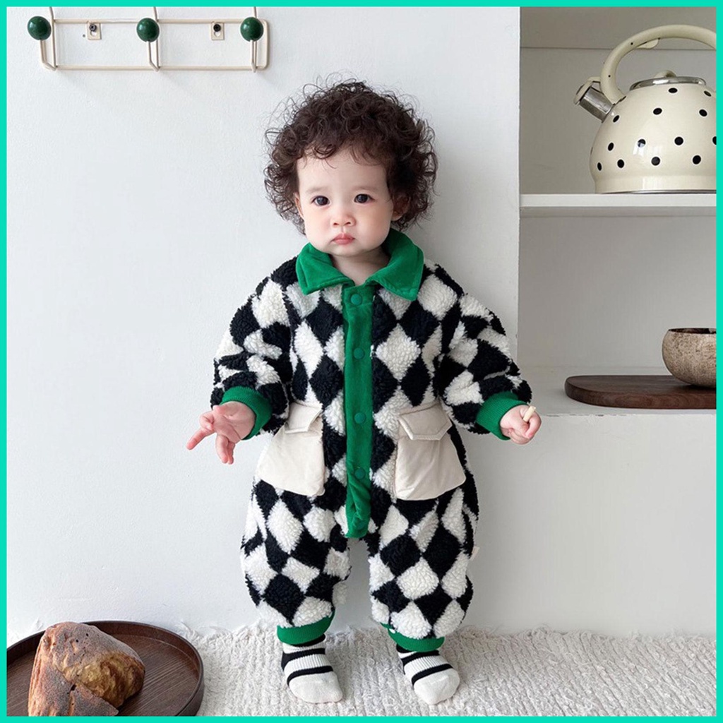 Áo Khoác Tay Dài Giữ Ấm Mùa Đông Thiết Kế Hai Hàng Khuy Cài Và Thắt Lưng Co Giãn Cho Bé Sơ Sinh