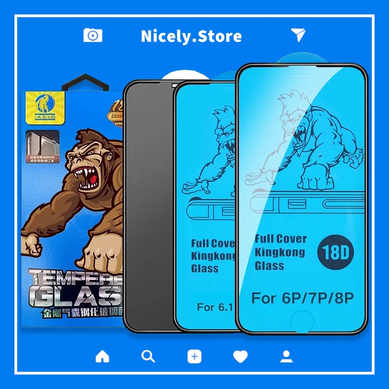 Kingkong Siêu Chống Rơi Kính Cường Lực Phim 18D Túi Khí Edge HD Bảo Vệ Màn Hình Cho IPhone 17 Air 16 15 14 Plus 13 12 Mini 11 Pro Max Xs Xr Xsmax 6 7 Plus 8plus Chống Gián Điệp