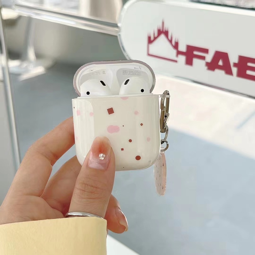 Vỏ Bảo Vệ Hộp Sạc Tai Nghe Bluetooth AirPods 1 2 gen3 pro2 2022 Bằng Silicon Họa Tiết Chấm Bi / Nâu Hồng Dễ Thương Chống Rơi