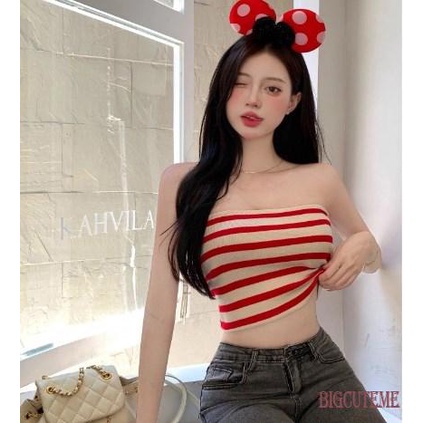 Áo Ống In Họa Tiết Kẻ Sọc Thời Trang Mùa Hè Dành Cho Nữ