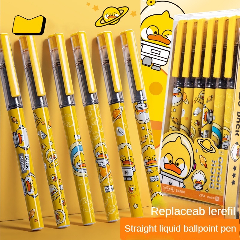 Bút Mực Gel Dạng Ống Tiêm 0.5mm Họa Tiết Hoạt Hình Dễ Thương Cho Học Sinh
