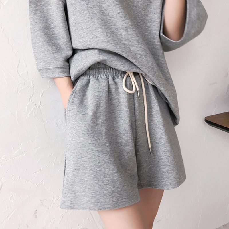 IELGY Set Áo Thun Ngắn Tay + Quần short Lưng Cao Thời Trang Thể Thao Cho Nữ