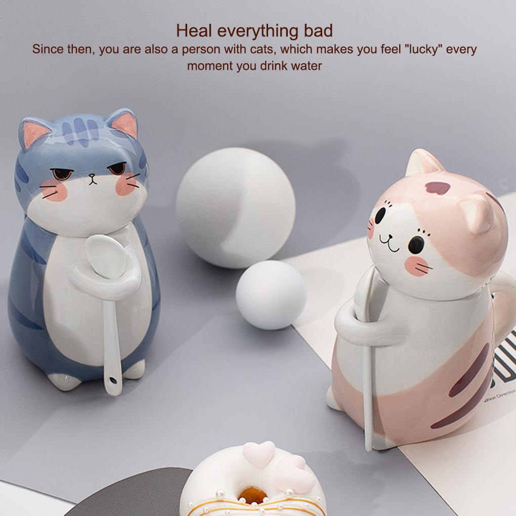 Cốc Ăn Sáng Có Nắp Đậy Và Muỗng Họa Tiết Hoạt Hình Phong Cách Nhật Bản Dễ Thương