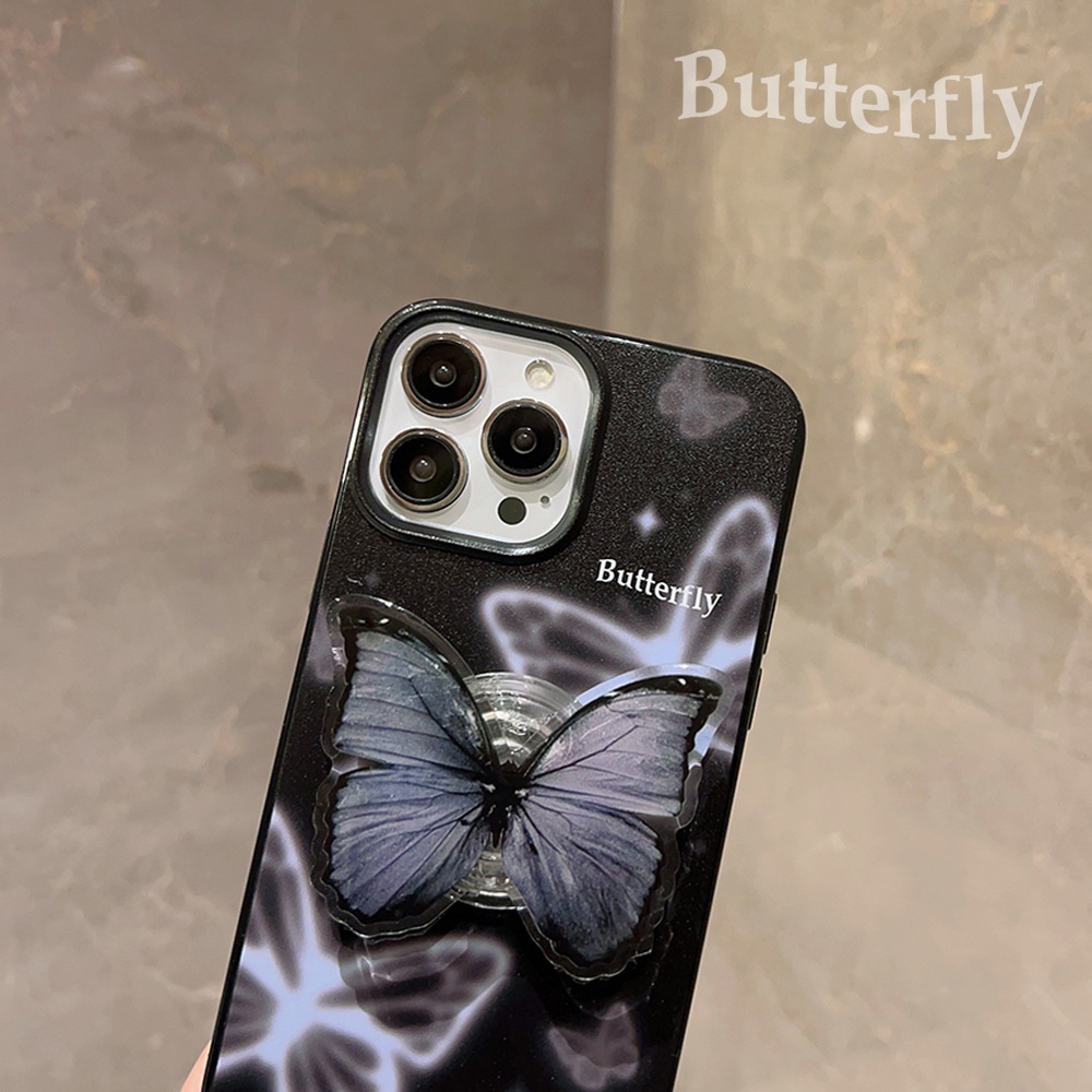 Ốp Điện Thoại Silicon Họa Tiết Bươm Bướm Kèm Giá Đỡ Cho Iphone SE2020 7 / 8 Plus 14 X XR XM 11 12 MINI 13 PRO MAX AT0104