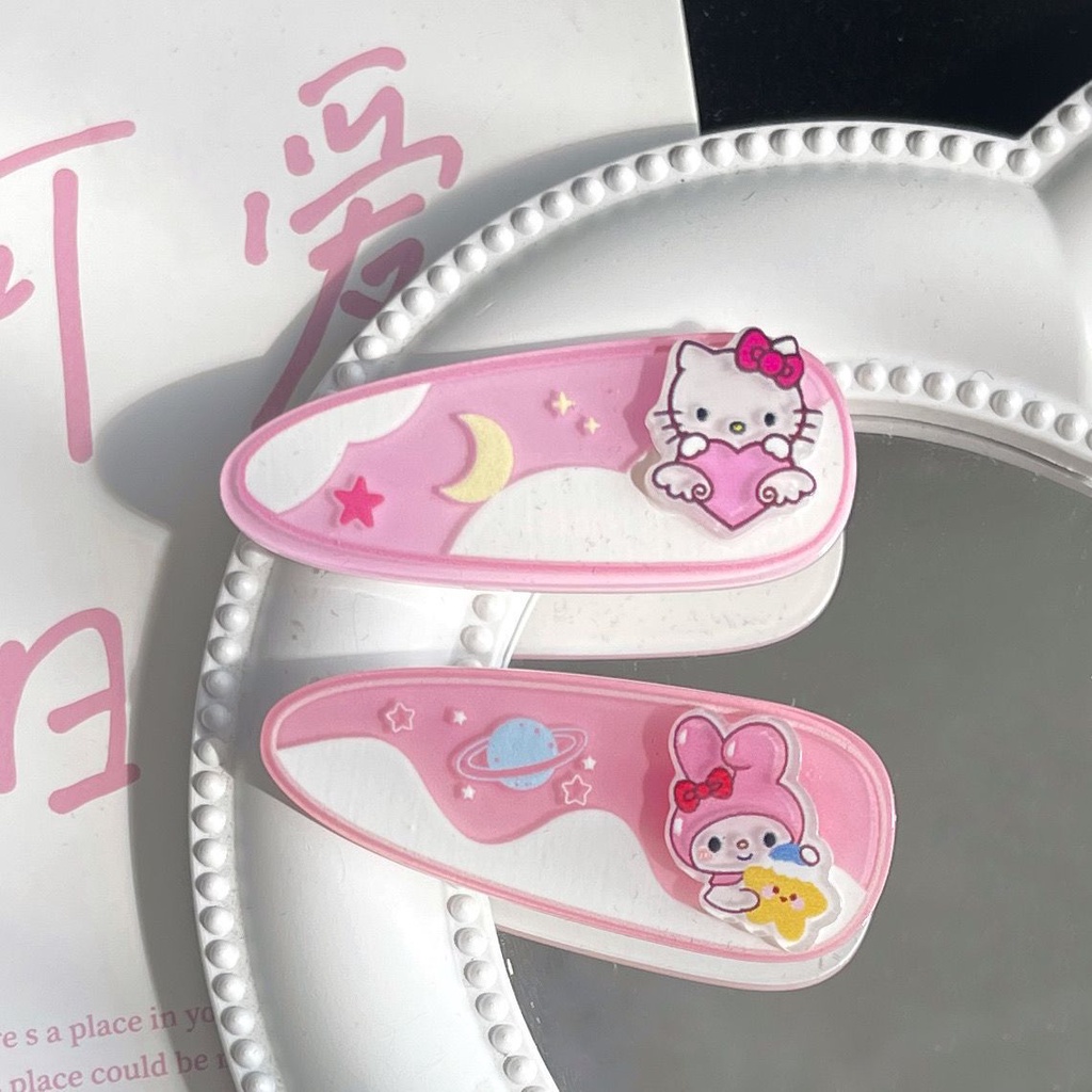 Kẹp Tóc Hình Sanrio Purin Kuromi Cinnamon Hello Kitty Thời Trang Ngọt Ngào Cá Tính Dành Cho Bạn Nữ