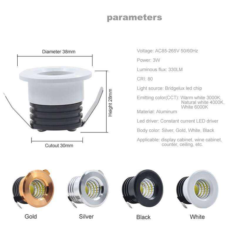 Đèn led cob 3w 110v 220v 30mm mini Gắn Trần Nhà Trang Trí Nội Thất