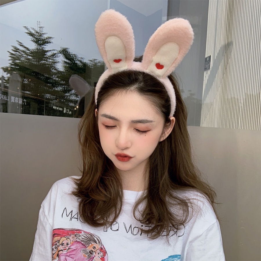 Băng Đô Cài Tóc Hình Thỏ Hoạt Hình Bằng Lông Nhung Phong Cách Hàn Quốc Xinh Xắn