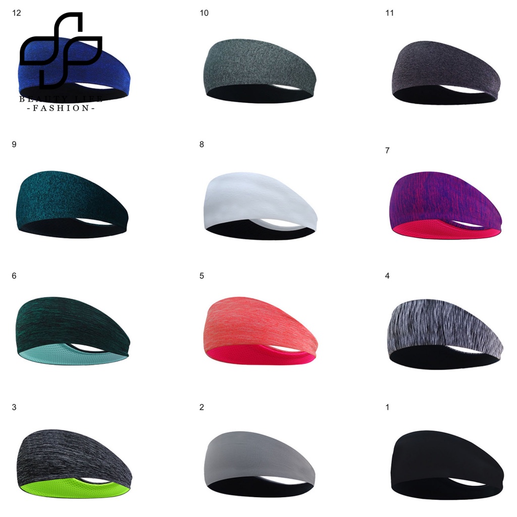 Beautylifefashion Băng Đô Thể Thao Kẻ Sọc Màu Trơn Hấp Thụ Ẩm Nhanh Nhẹ Đa Năng